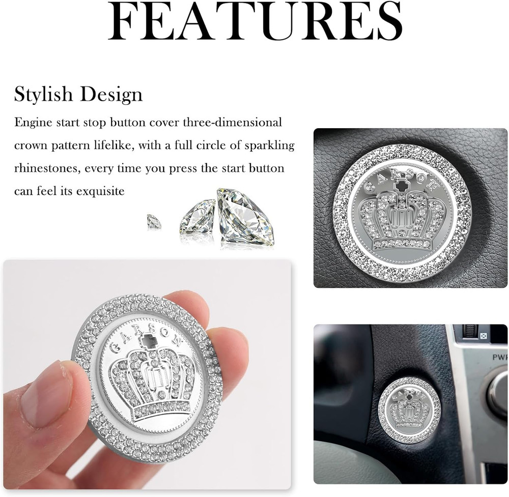 Bling Push Start Button Cover Decoration Ring,Stylish Car Push Start Button Cove
