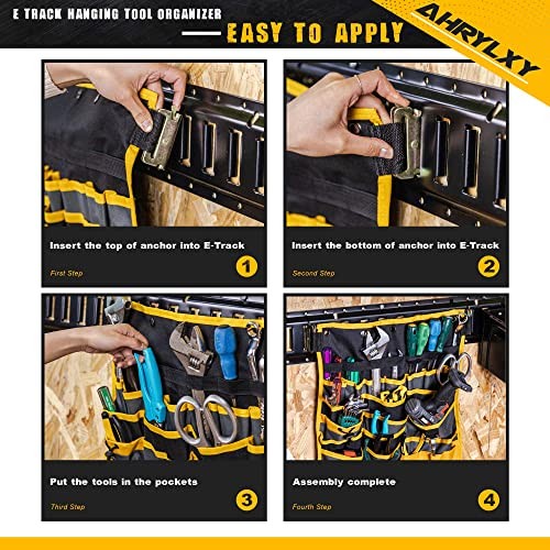 E-Track Hanging Tool Organizer, E Track Wall Hanging Pocket Tool Holder, 2 Pack