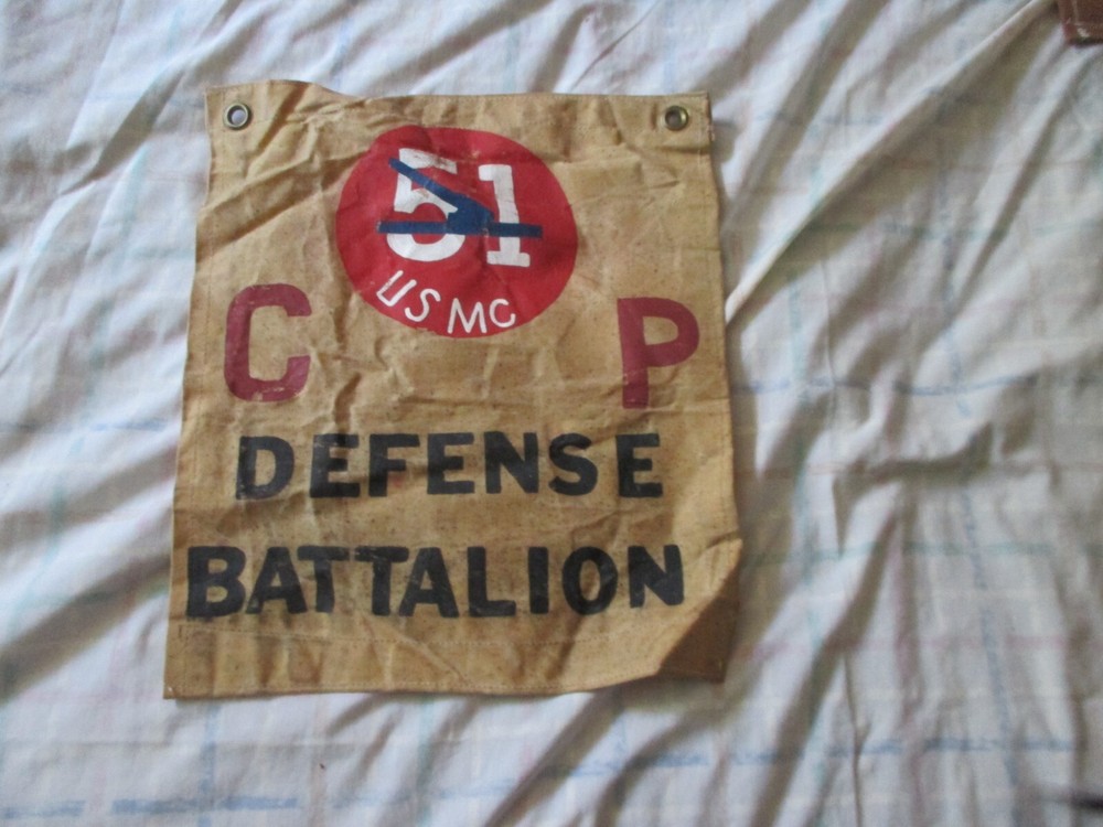 WWII  USMC 51 ST DEFENSE BATTALION    BARRACK BAR WALL FLAG