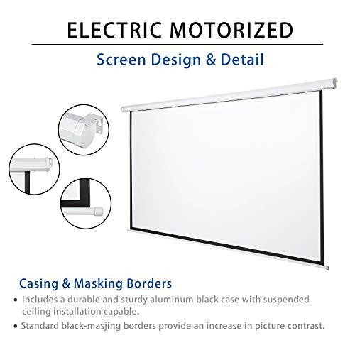 110" Motorized Projector Screen Electric Diagonal Automatic 110"(16:9) White