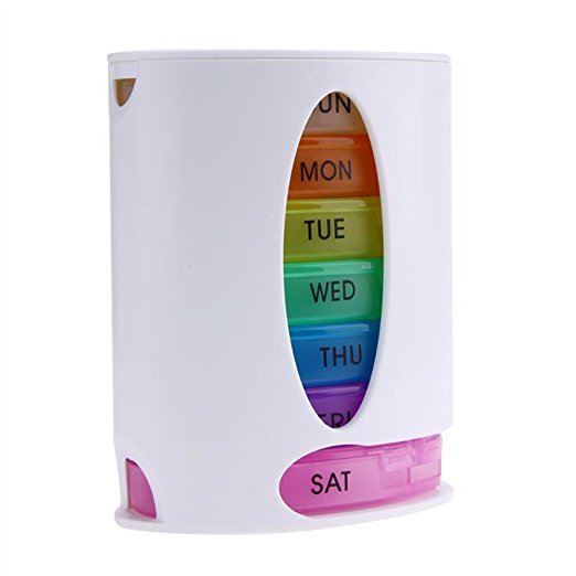7 Day Weekly Pill Organizer Case Portable Color Coded Container Medicine Holder