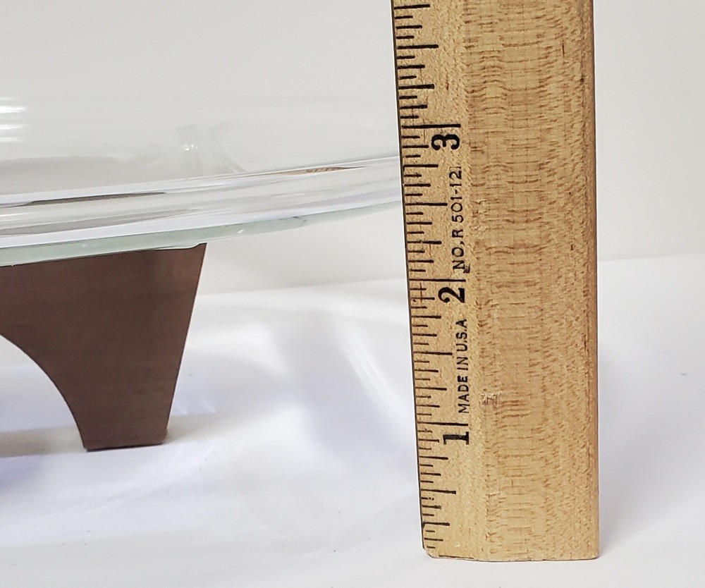 MCM Cake Stand Glass with Wood Base