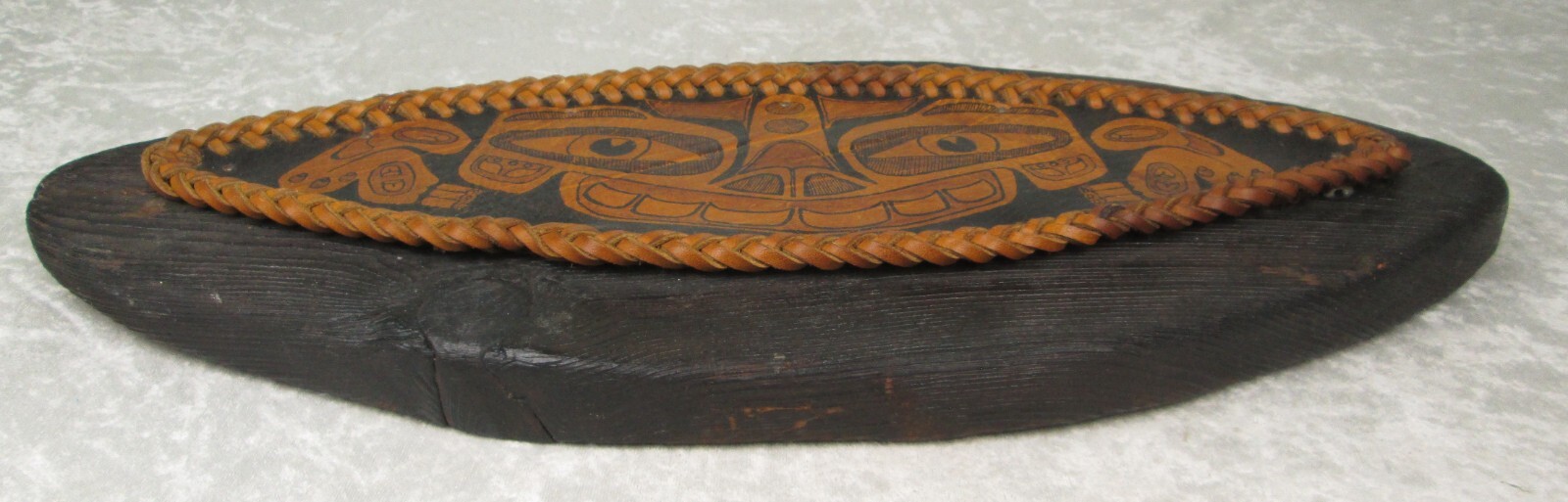 Tlingit Haida Sea Monster Painted Leather on Board 19 inch Long 8-1/2 Tall