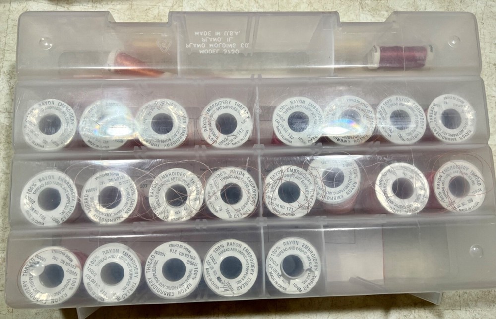 Rayon Machine Embroidery Art Thread 188 Spools w/Smart Cases & 15 Bobbins