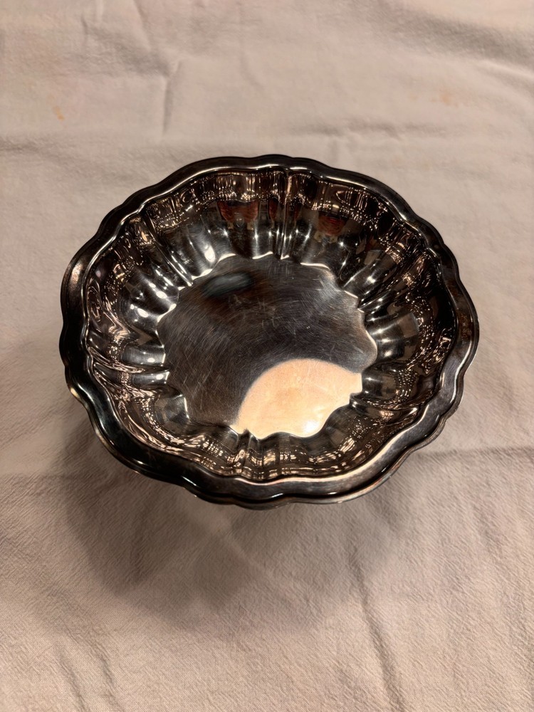Vintage Silverplate Candy Dish with Scalloped Rim
