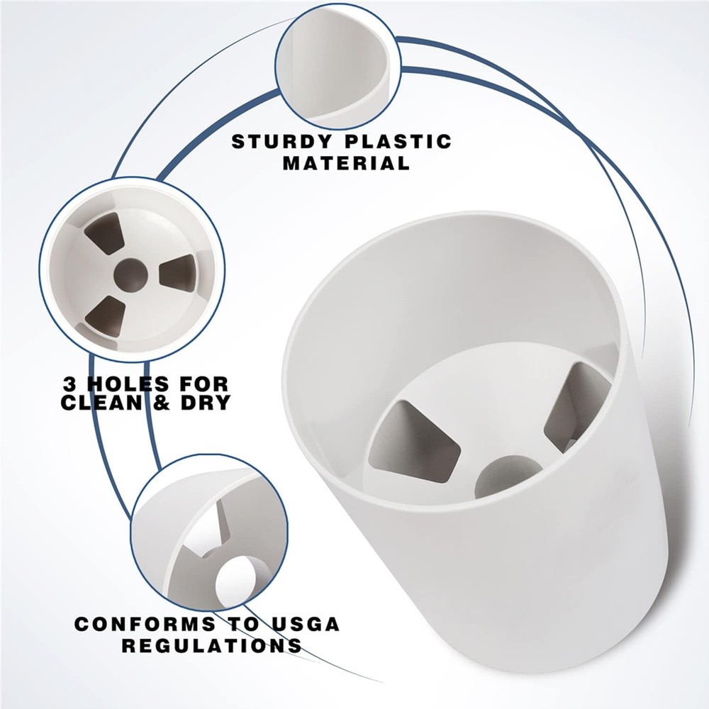 2PCS Golf Hole Cup,Abs Ivory White Plastic Golf Cups,Dimension 4" Depth,Diameter