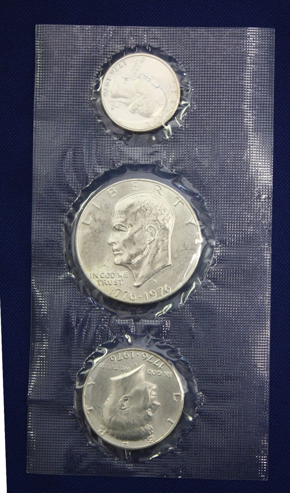 1976 40% RED pack Silver Bicentennial 3 Coin U.S. Mint Set. RED pack