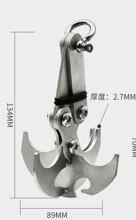 Large Gravity Grappling Stainless Steel Hook Claw Cross Survival Folding Hook