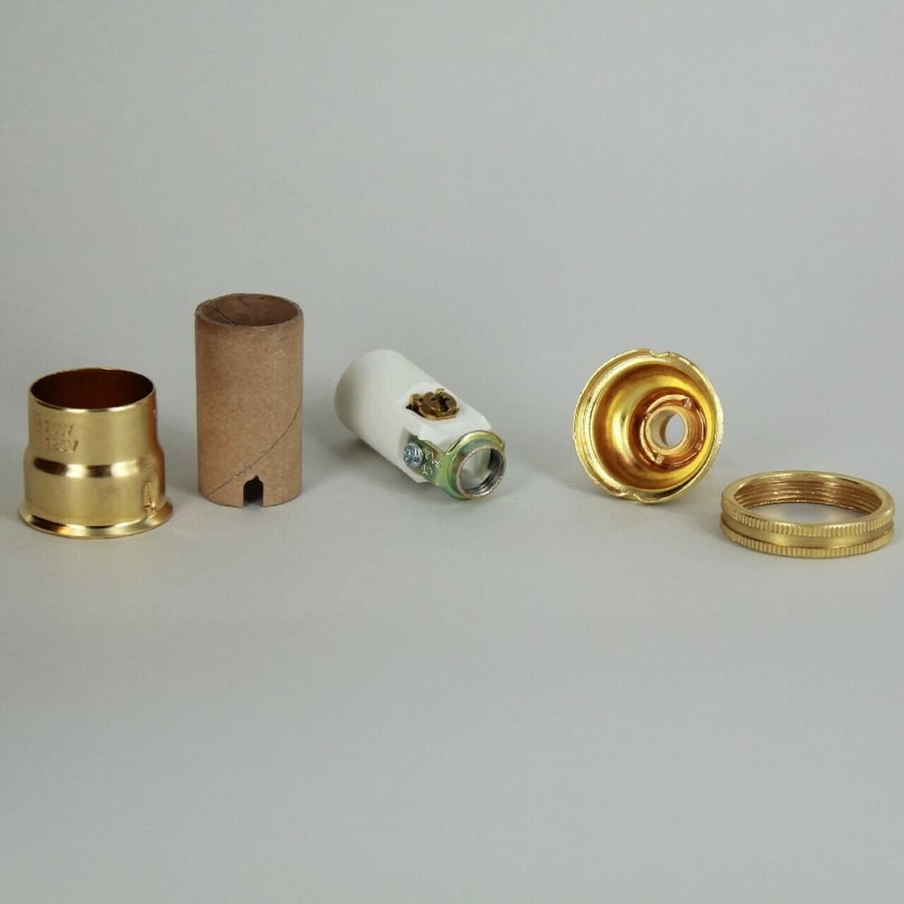 NEW: Unfinished Brass E-12 Candelabra Socket with Porcelain Interior