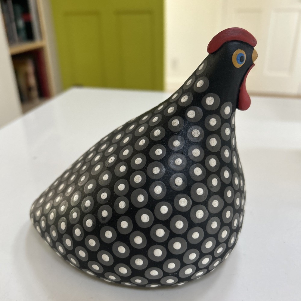 Hand Painted Ceramic Guinea Hen Figurine
