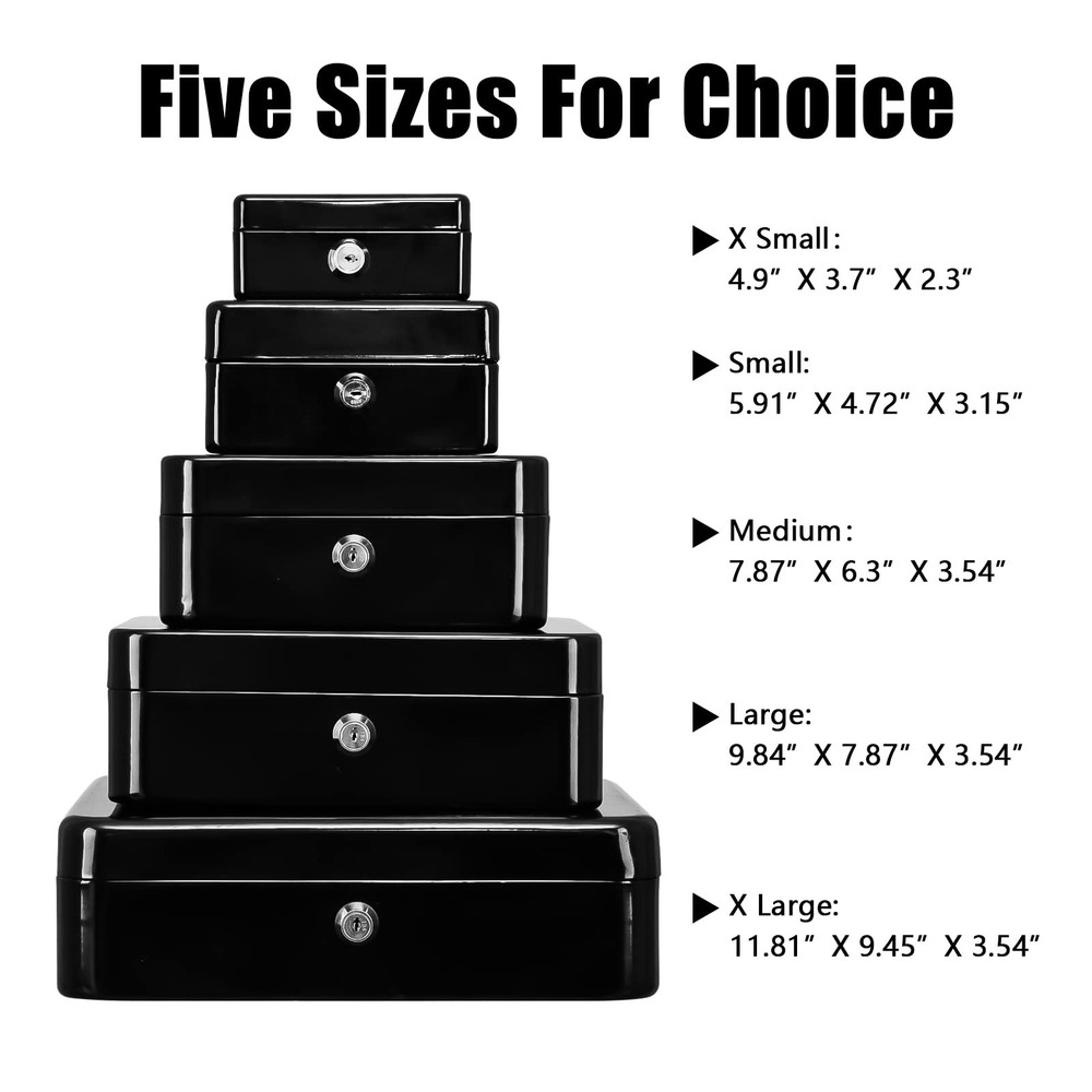 Kyodoled Medium Cash Box with Money Tray,Small Safe Lock Medium, Black