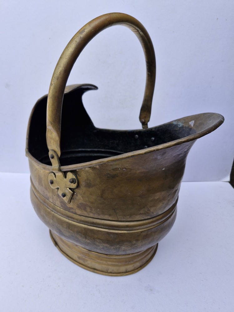 Vintage Large Helmet Brass Coal Scuttle