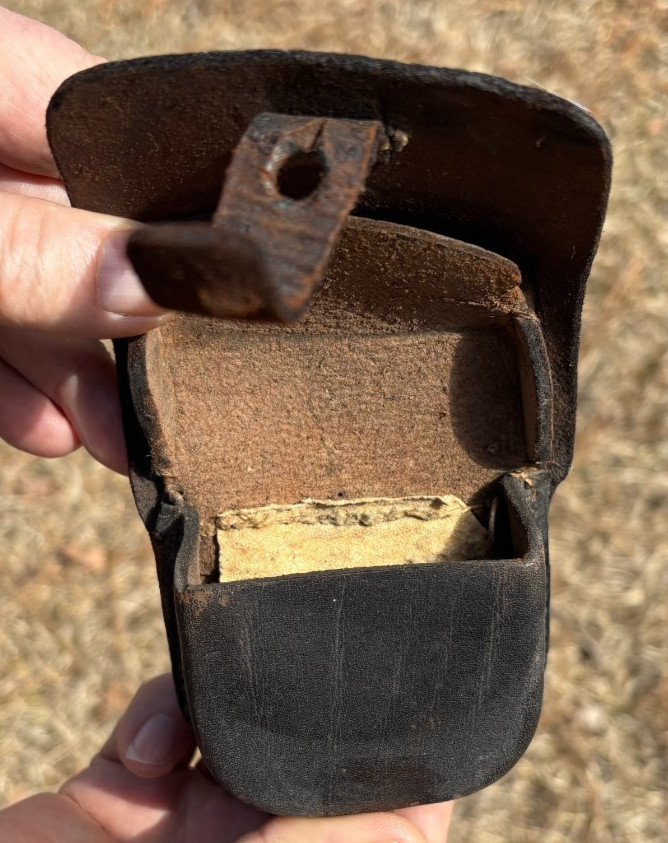 Early War Unmarked Union Cap Box. Good Condition and Very Amusing Initials!