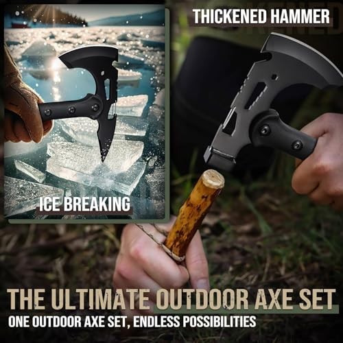 Tactical Axe 2 Pack, Sharp Tomahawk with Sheath, Portable 15.35 inches