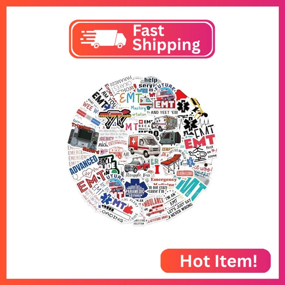 50PCS EMT Stickers for Emergency Medical Technicians - Waterproof EMS Decals for