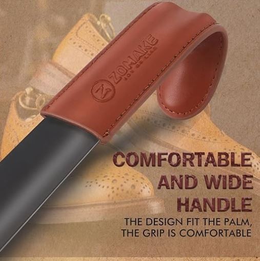 Pair Extra Long Shoehorns Long Leather Handle Metal Long Shoehorns Unisex 16.5"