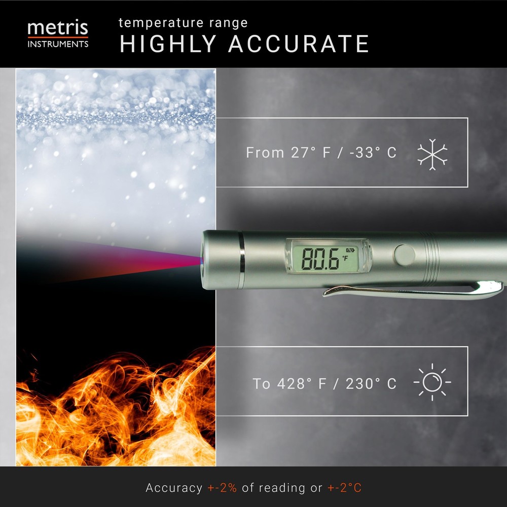 Metris Instruments Mini Digital Infrared Thermometer Certified to Silver