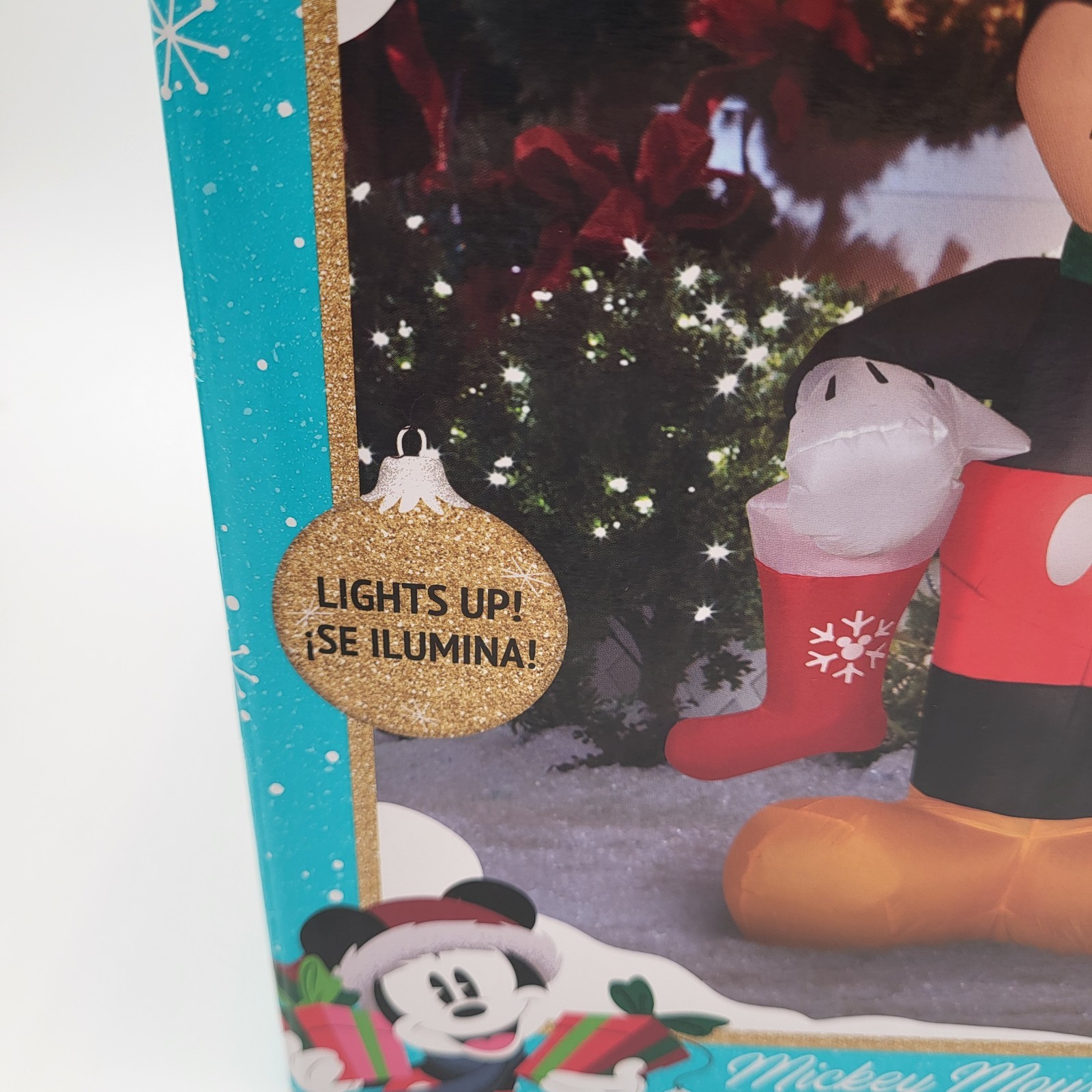 Gemmy Disney Mickey Mouse with Stocking Airblown Inflatable 6 Ft Tall Lights Up