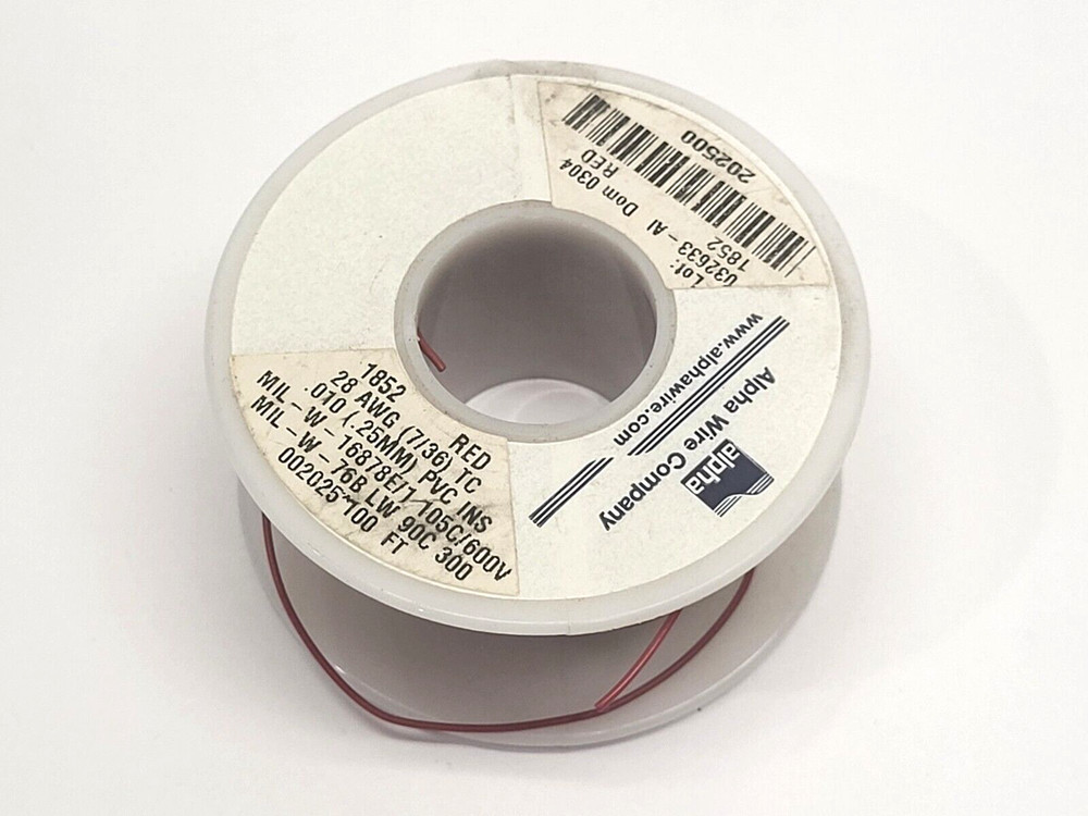 Alpha Wire 1852 RD001 Hook-Up Wire Red 1.5oz Spool