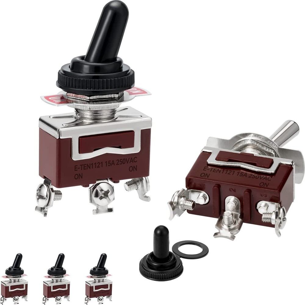 5 Pack Rocker Toggle Switch 15A 250V AC SPDT Latching Switch with Waterproof ...