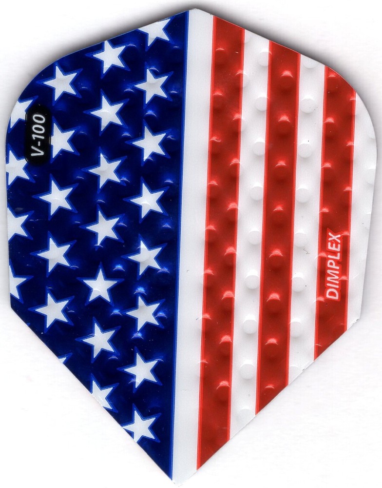 Metallic Stars and Stripes Dimplex Dart Flights: 3 per set