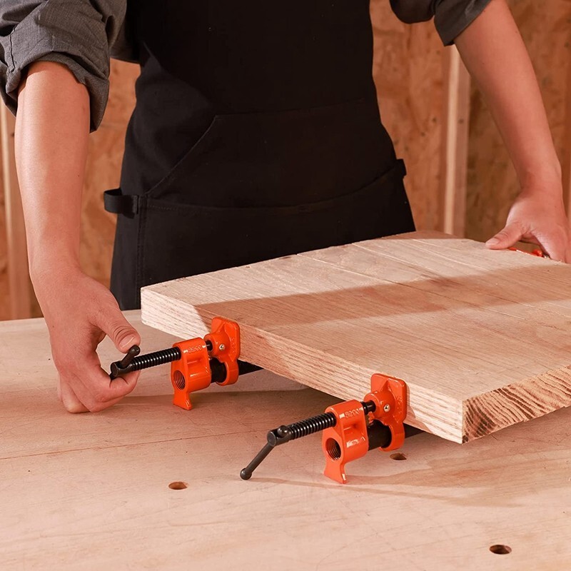 PONY 2-Pack 1/2 Inch Pipe Clamp 52 Wood Gluing Pipe Clamp Fixture for Black Pipe