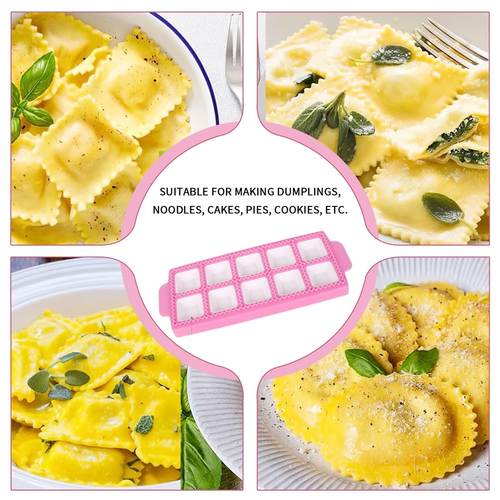 8pcs Ravioli Mold Set- 3 Rectangle Maker Press + Dumpling/Pasta Cutter Round