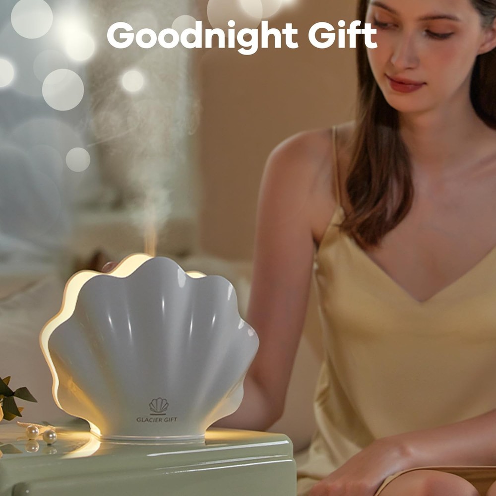 Essential Oil Diffuser 260ML, Shell Aroma with Remote Control, White