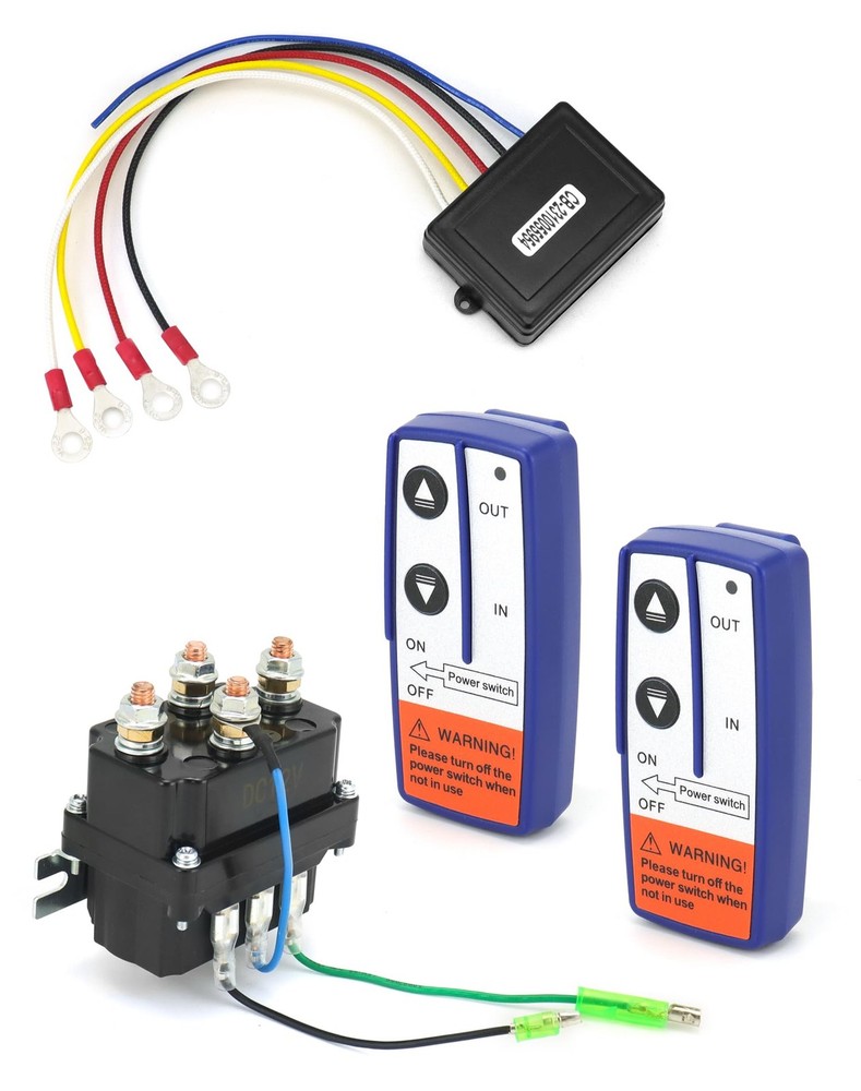 QWORK Wireless Remote Control Winch Kit - 12V, 250A, Steel, Waterproof,...