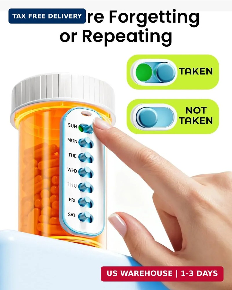 Odaro 2 Pack Pill Reminder, Lanyad or Sticker Pill Tracker, Work with Most Bottl