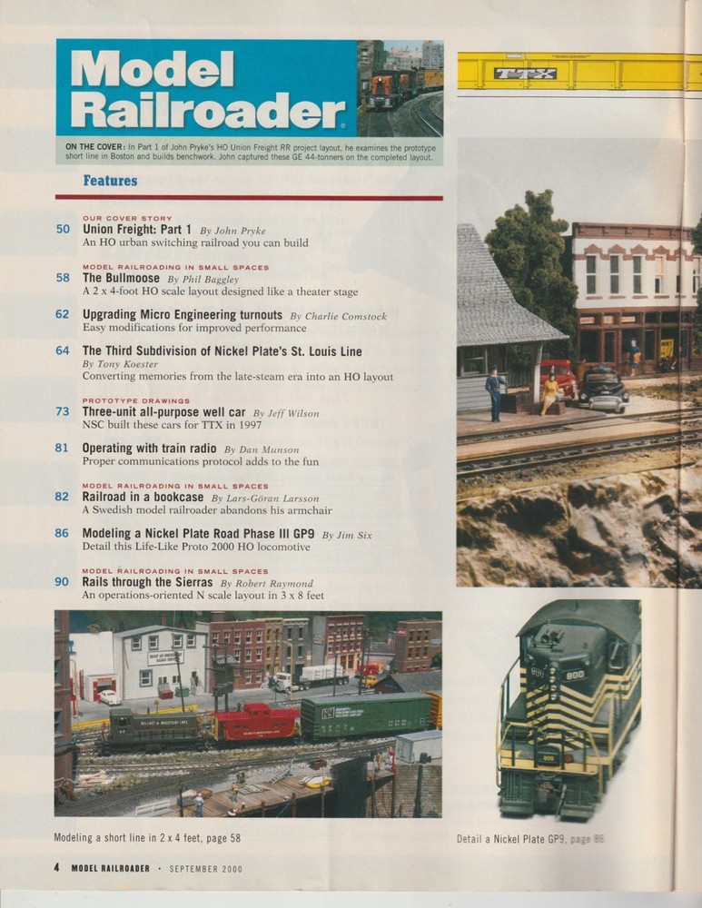 MODEL RAILROADER SEPTEMBER 2000 Magazine - BACK ISSUE