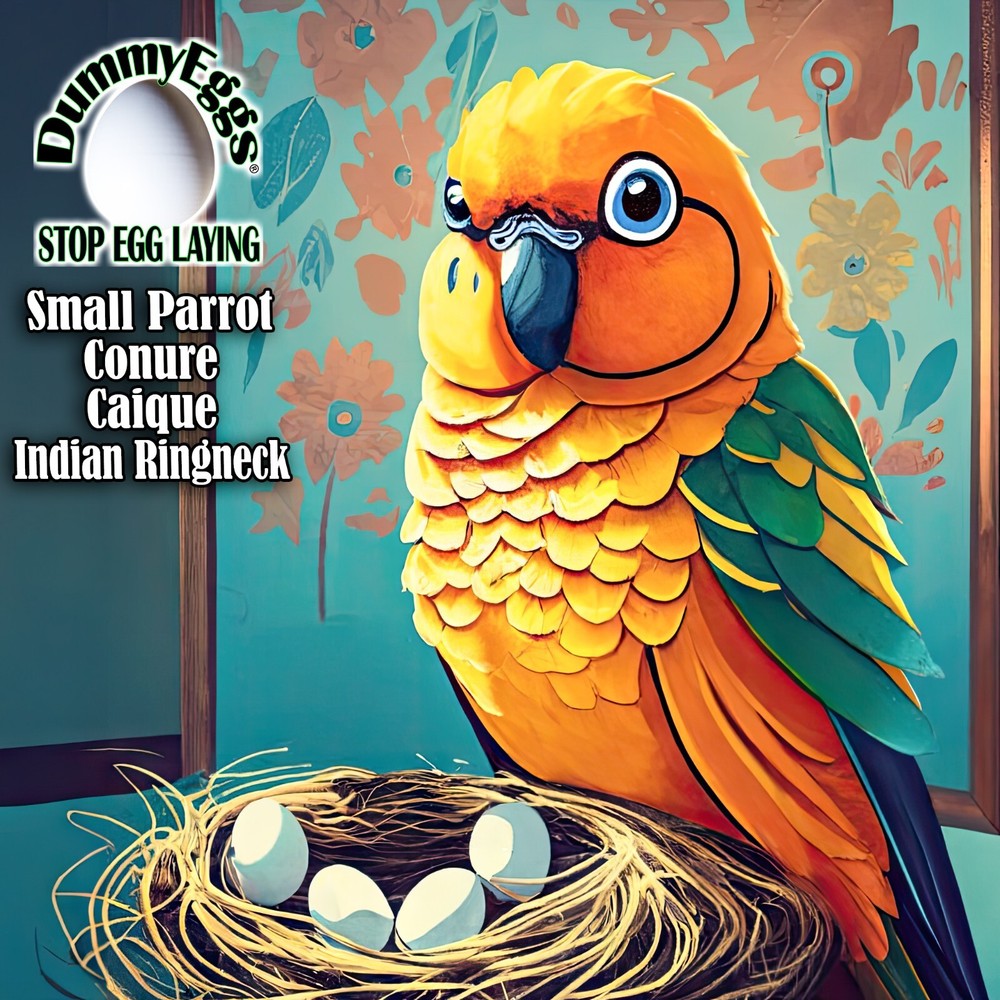 PLASTIC SMALL PARROT EGGS STOP LAYING! Conure, Caique. 4 Solid DummyEggs USA