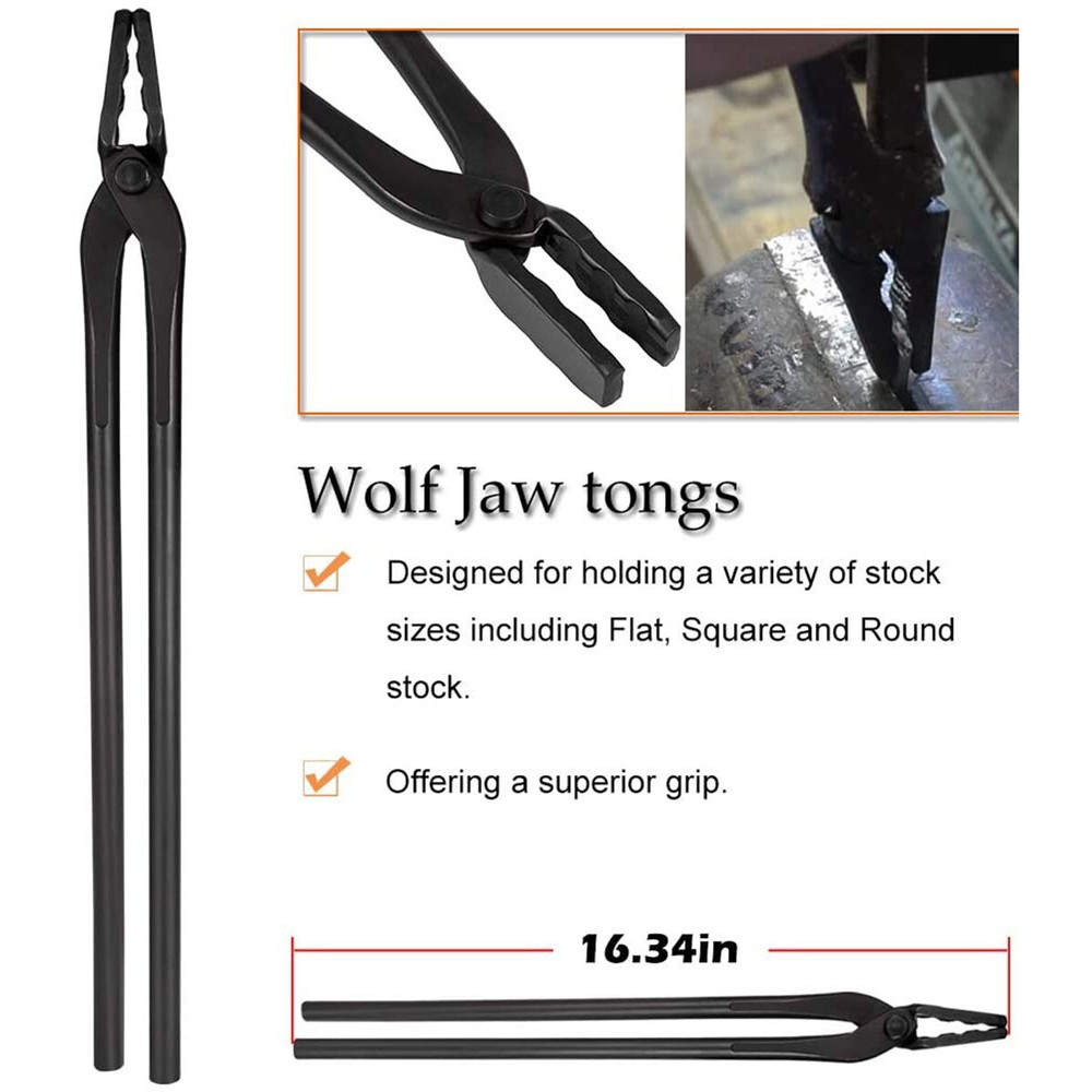 5PC Knife Making Blacksmith Tongs Bladesmith Hand Tool Set Anvil Vise Forge Flat