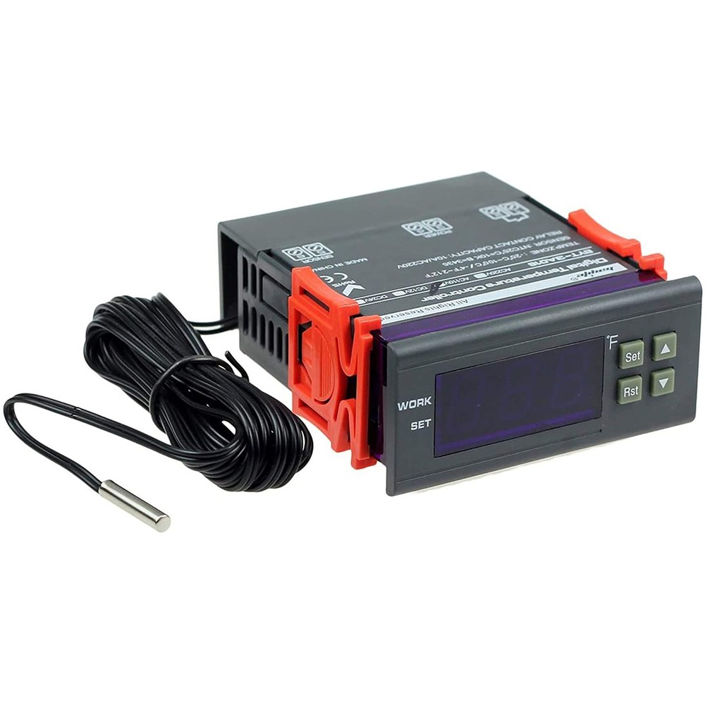 AC 110V Fahrenheit Digital Temperature Controller 10A 1 Relay with NTC 10K Se...