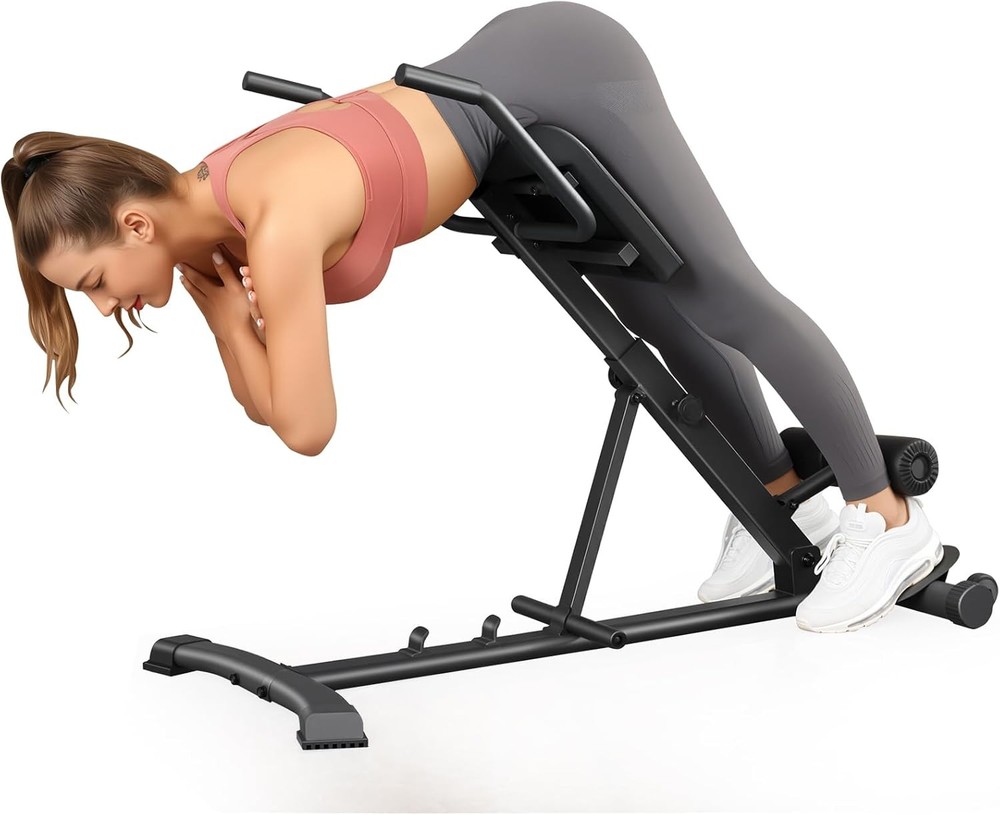 Adjustable & Foldable Roman Chair Hyperextension Bench Optional Ab Workout