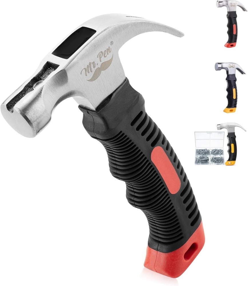 Compact 8oz Stubby Claw Hammer with Non-Slip Grip - Perfect for DIY Projects
