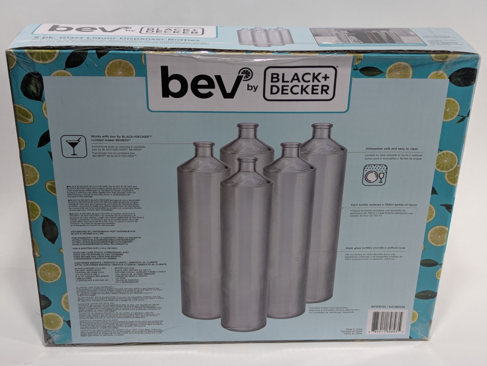 Bev by BLACK+DECKER Cocktail Maker Bottle 5 Pack BEWB105 New In Box