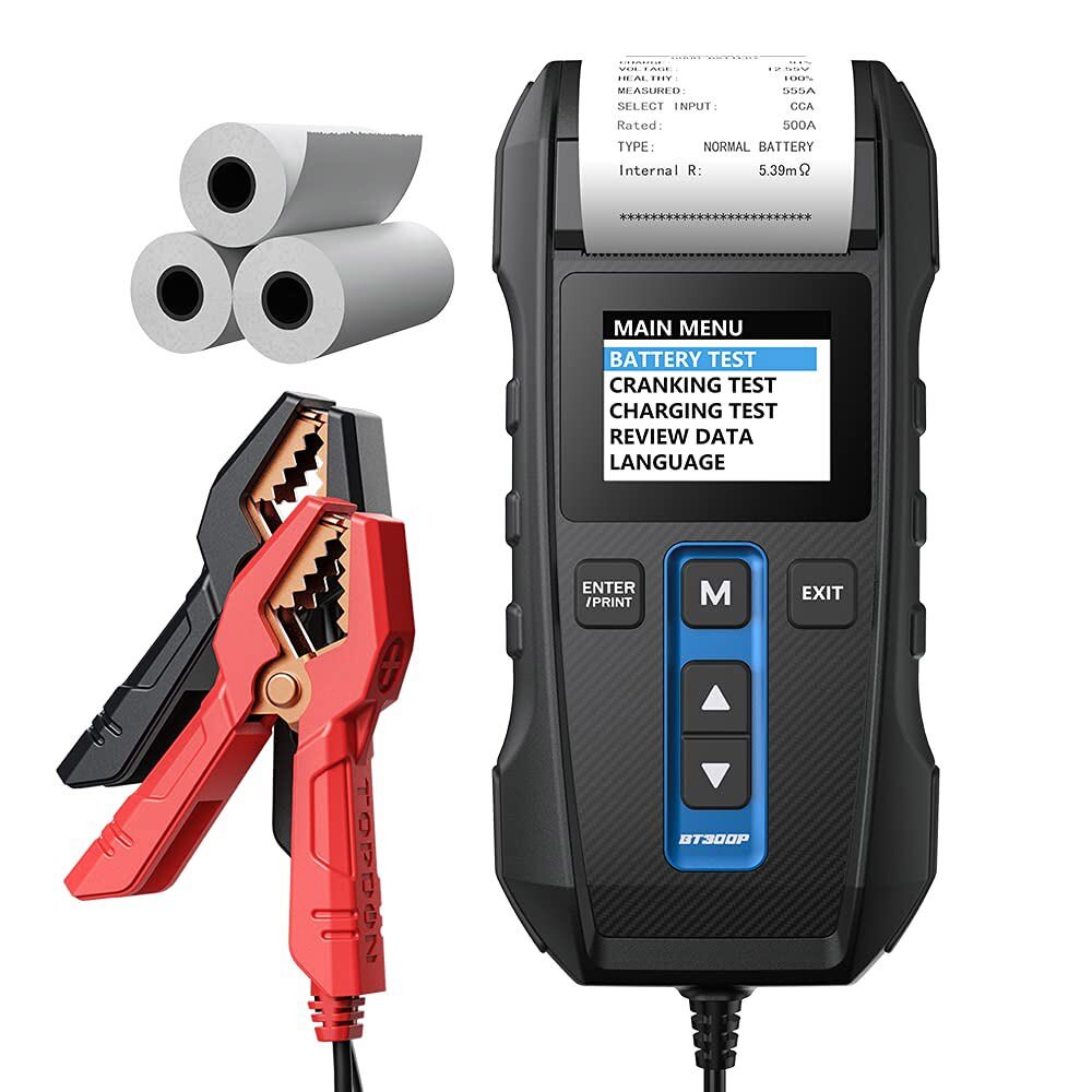 Car Battery Tester + Printer 12V Load Cranking Test Auto Digital Analyzer
