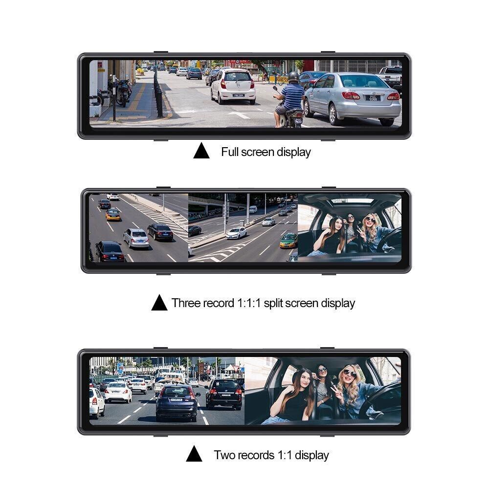 Full Touch 12" IPS 4G wifi Car DVR Camera Android Auto cam smart rearview mirror
