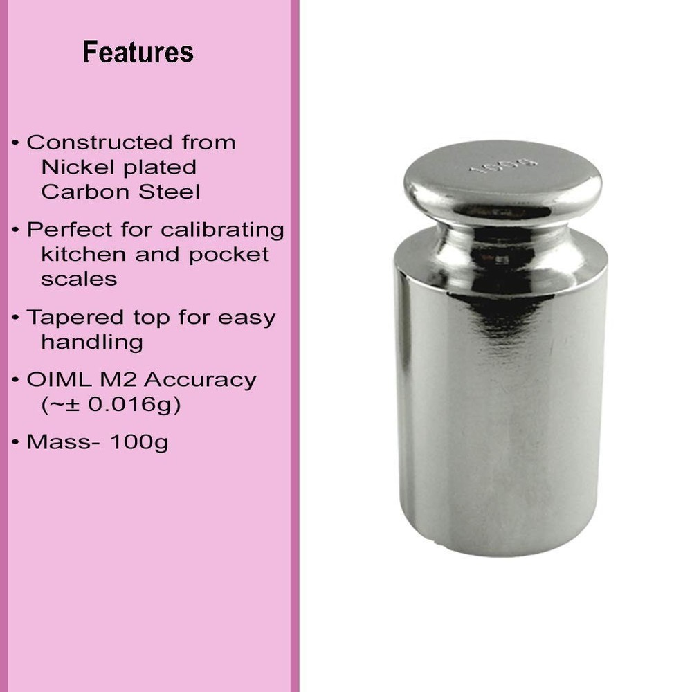 100 grams Calibration Weight Digital Scale Solid Stainless Steel Chrome Finish