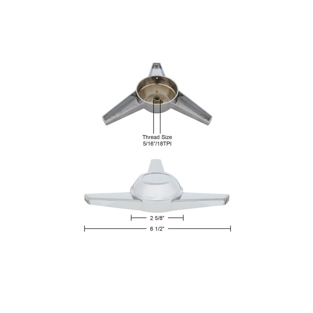 3 Extra Large Straight Bar Hub Cap Spinner - Chrome Plastic