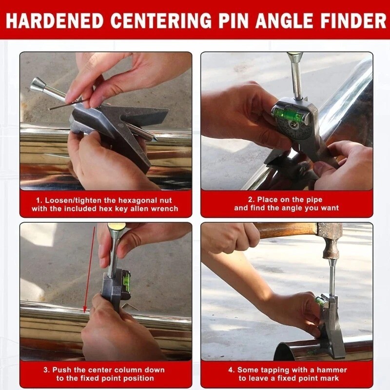 Safety Pipe Center Locator Y-Shaped with Adjustable Dial Bubble Protractor