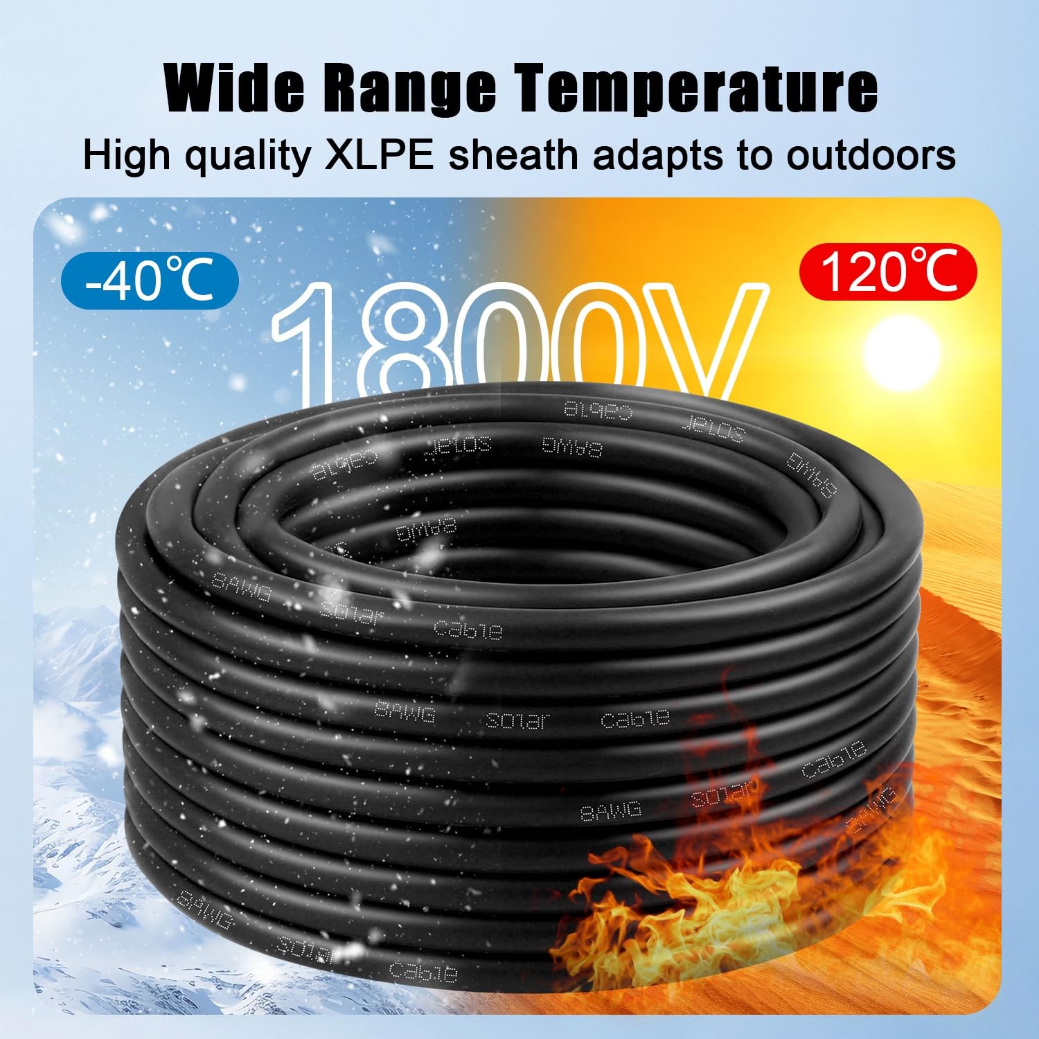 8 AWG Solar Cable 30FT Red + Black Tinned Copper Wire, 8 Gauge 8AWG
