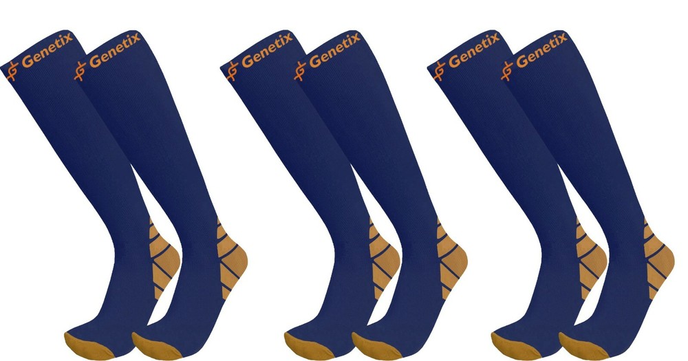 Genetix Plus Size 3 pack Copper Compression Socks 15mmhg-20mmhg