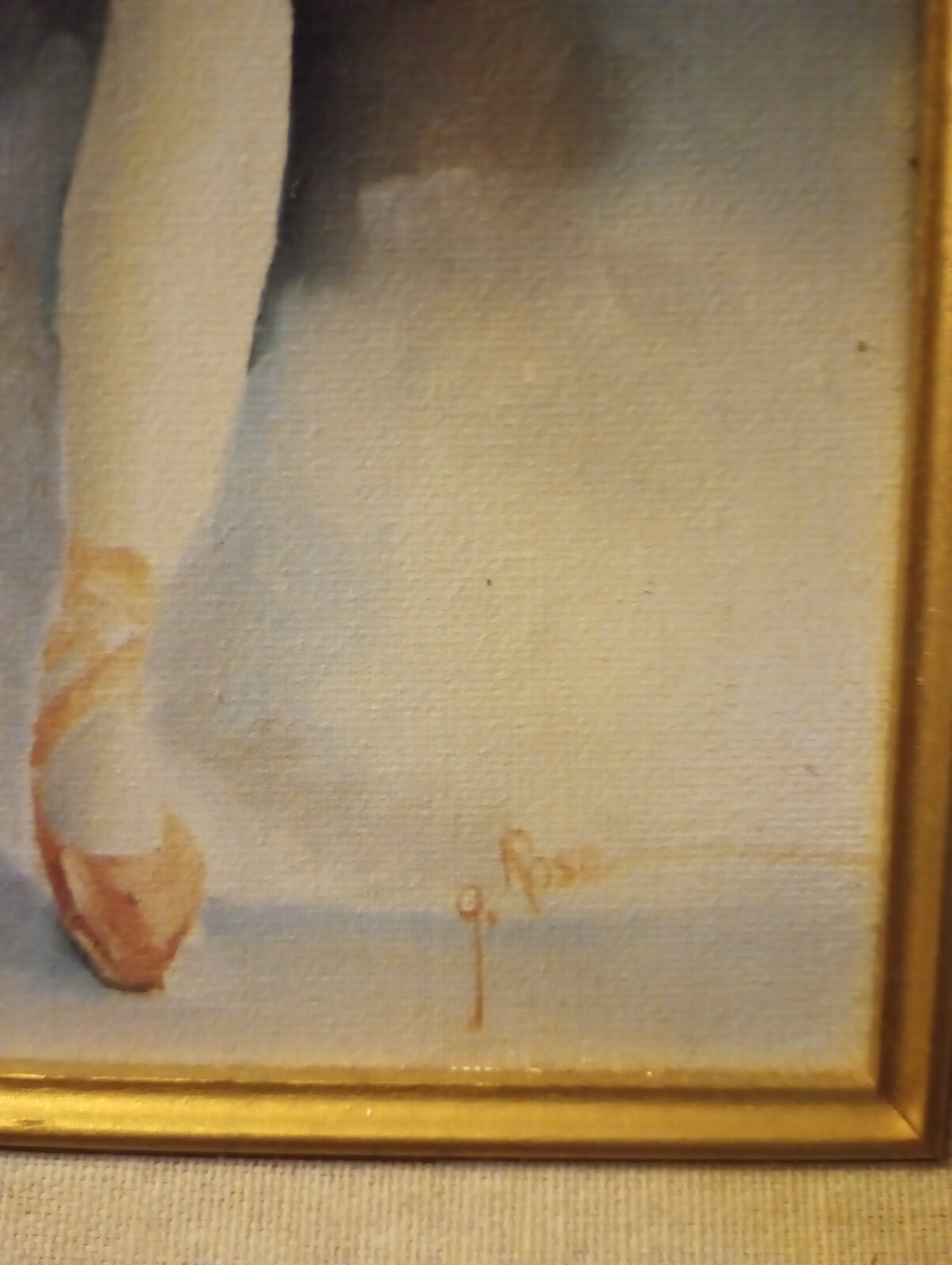 Stunning G. ROSE Young African American Ballerina Gilcee Canvas Framed Painting