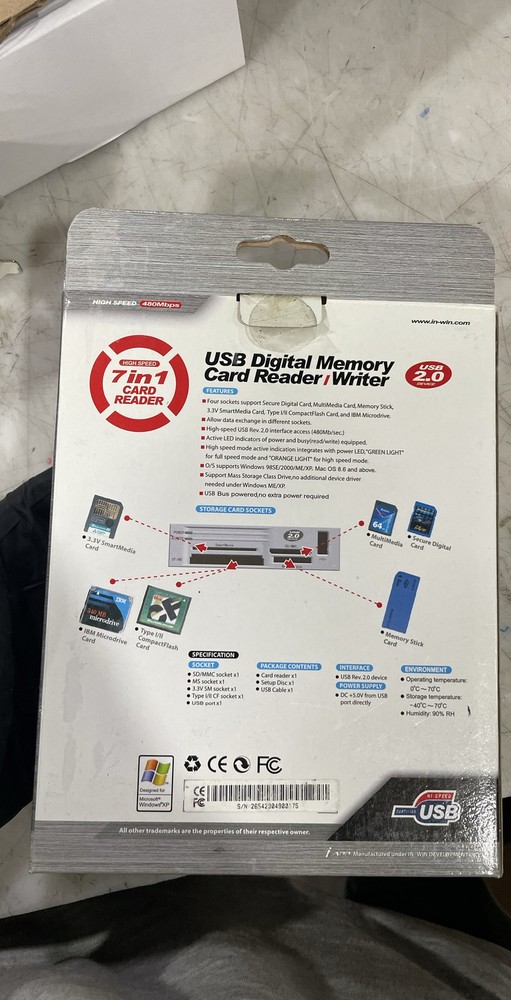 In-Win 7-in-1 USB Digital Memory Card Reader Writer Multi-Format Card Adapter