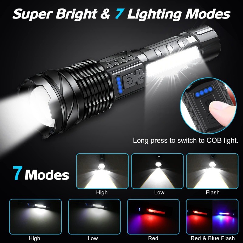 35000000 Lumen Super Bright LED Tactical Flashlight Rechargeable Work Light Lot