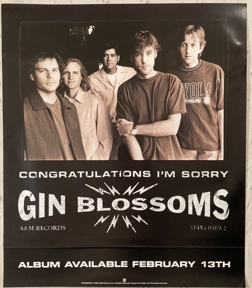 Gin Blossoms 1996 Promo Poster Congratulations I’m Sorry