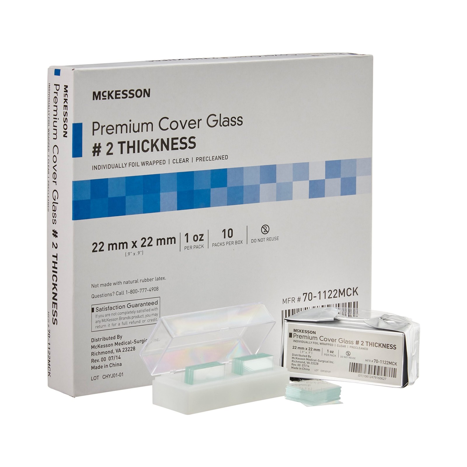 McKesson Cover Glass Square No. 2 Thickness 22 X 22 mm 70-1122MCK 10 pcs