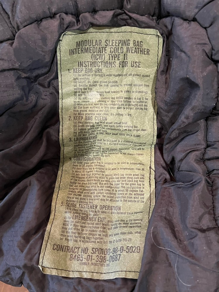USGI Modular Intermediate Cold Weather Mummy Sleeping Bag Tennier